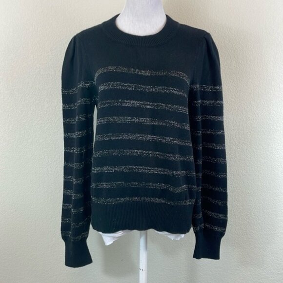 Rails black silver striped cotton/cashmere sweater size small - Picture 1 of 7